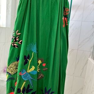 Anthropologie Ruffled Floral Green maxi dress size XS never worn